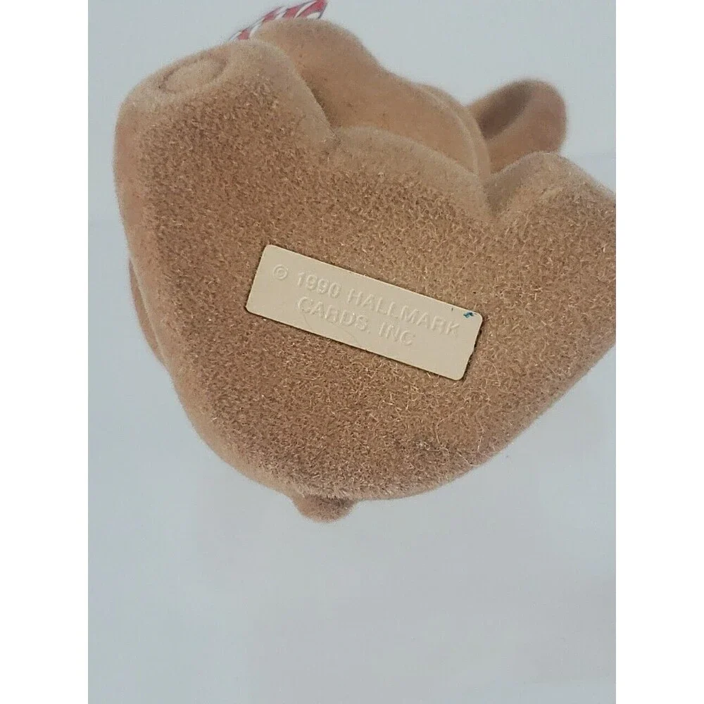 Hallmark BEARY Vintage Bear Ornament 1990 Santa Cards Flocked Christmas Holiday